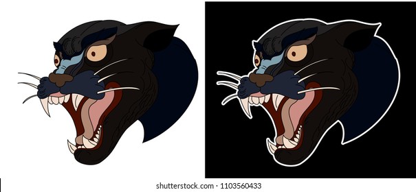 Black Panther Head Vector.tiger Head Tattoo.