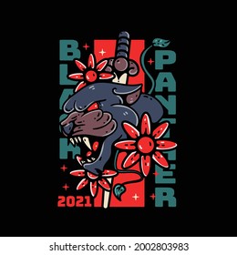 Black panther illustration tshirt tattoo