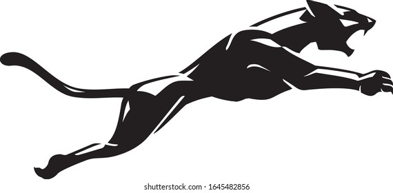 Black Panther Jump, Logo Symbol Shadowed Illustration