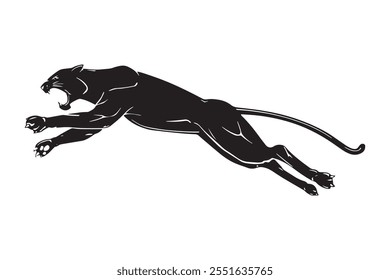 Black panther jump up silhouette illustration vector