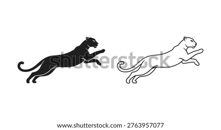 Black Panther Leaping Graceful Elegance Vector Icons Vector