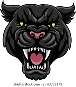 A black panther leopard or jaguar cat sports team mascot