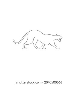 black panther line logo silhouette vector illustration on white background