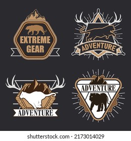 black panther logo badge vector illustration set