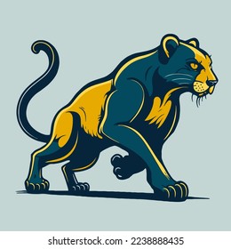 Black Panther logo mascot icon wild animal character illustration in vector flat color style illustration