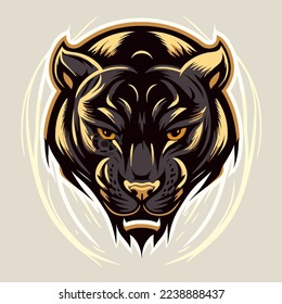 Black Panther logo mascot icon wild animal character illustration in vector flat color style illustration