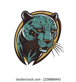 Black Panther logo mascot icon wild animal character illustration in vector flat color style illustration