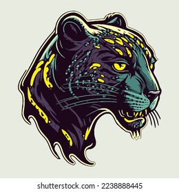 Icono de mascota del logo del Pantalón Negro ilustración de carácter animal salvaje en forma de pantalla plana vectorial