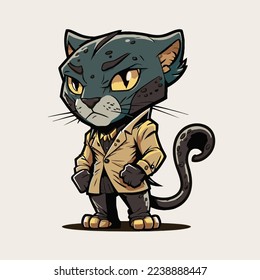 Black Panther logo mascot icon wild animal character illustration in vector flat color style illustration