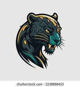 Black Panther logo mascot icon wild animal character illustration in vector flat color style illustration