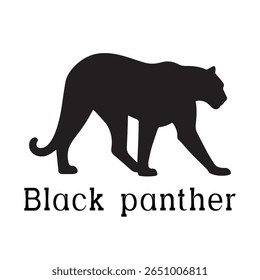 Logotipo de Pantera Negra - Design de Silhueta de Vetor Mínimo de Pantera Selvagem em Movimento, Ideal para Equipes Esportivas, Marcas Streetwear, Conceitos de Vida Selvagem, Logotipos de Segurança e Marcas de Animais Negrito