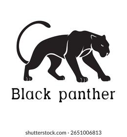 Black Panther Logo – Minimal Vector Silhouette Design of Wild Panther in Motion, Ideal for Sports Teams, Streetwear Brands, Wildlife Concepts, Security Logos, and Bold Animal Branding