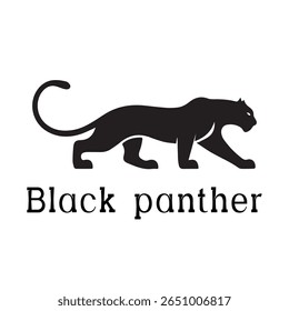 Black Panther Logo – Minimal Vector Silhouette Design of Wild Panther in Motion, Ideal for Sports Teams, Streetwear Brands, Wildlife Concepts, Security Logos, and Bold Animal Branding
