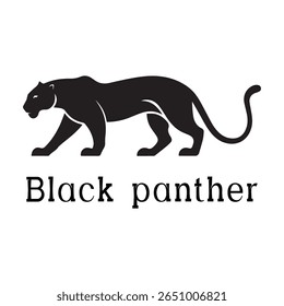 Black Panther Logo – Minimal Vector Silhouette Design of Wild Panther in Motion, Ideal for Sports Teams, Streetwear Brands, Wildlife Concepts, Security Logos, and Bold Animal Branding