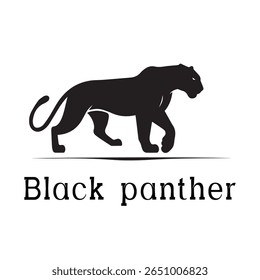 Logotipo de Pantera Negra - Design de Silhueta de Vetor Mínimo de Pantera Selvagem em Movimento, Ideal para Equipes Esportivas, Marcas Streetwear, Conceitos de Vida Selvagem, Logotipos de Segurança e Marcas de Animais Negrito