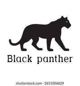 Logotipo de Pantera Negra - Design de Silhueta de Vetor Mínimo de Pantera Selvagem em Movimento, Ideal para Equipes Esportivas, Marcas Streetwear, Conceitos de Vida Selvagem, Logotipos de Segurança e Marcas de Animais Negrito