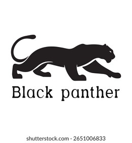 Logotipo de Pantera Negra - Design de Silhueta de Vetor Mínimo de Pantera Selvagem em Movimento, Ideal para Equipes Esportivas, Marcas Streetwear, Conceitos de Vida Selvagem, Logotipos de Segurança e Marcas de Animais Negrito