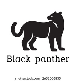 Logotipo de Pantera Negra - Design de Silhueta de Vetor Mínimo de Pantera Selvagem em Movimento, Ideal para Equipes Esportivas, Marcas Streetwear, Conceitos de Vida Selvagem, Logotipos de Segurança e Marcas de Animais Negrito