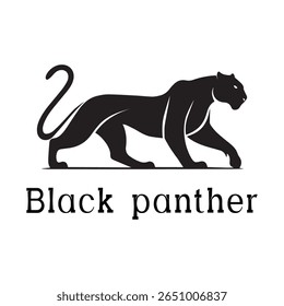 Black Panther Logo – Minimal Vector Silhouette Design of Wild Panther in Motion, Ideal for Sports Teams, Streetwear Brands, Wildlife Concepts, Security Logos, and Bold Animal Branding