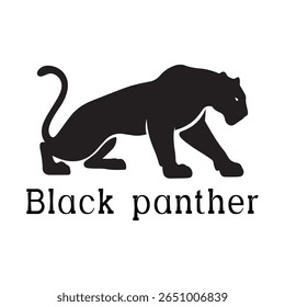 Logotipo de Pantera Negra - Design de Silhueta de Vetor Mínimo de Pantera Selvagem em Movimento, Ideal para Equipes Esportivas, Marcas Streetwear, Conceitos de Vida Selvagem, Logotipos de Segurança e Marcas de Animais Negrito