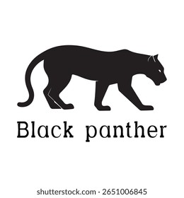 Black Panther Logo – Minimal Vector Silhouette Design of Wild Panther in Motion, Ideal for Sports Teams, Streetwear Brands, Wildlife Concepts, Security Logos, and Bold Animal Branding