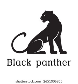 Logotipo de Pantera Negra - Design de Silhueta de Vetor Mínimo de Pantera Selvagem em Movimento, Ideal para Equipes Esportivas, Marcas Streetwear, Conceitos de Vida Selvagem, Logotipos de Segurança e Marcas de Animais Negrito
