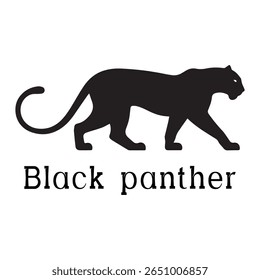 Logotipo de Pantera Negra - Design de Silhueta de Vetor Mínimo de Pantera Selvagem em Movimento, Ideal para Equipes Esportivas, Marcas Streetwear, Conceitos de Vida Selvagem, Logotipos de Segurança e Marcas de Animais Negrito