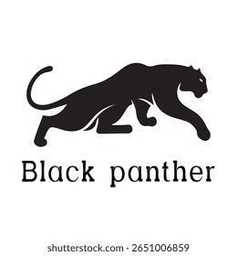Logotipo de Pantera Negra - Design de Silhueta de Vetor Mínimo de Pantera Selvagem em Movimento, Ideal para Equipes Esportivas, Marcas Streetwear, Conceitos de Vida Selvagem, Logotipos de Segurança e Marcas de Animais Negrito
