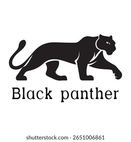 Logotipo de Pantera Negra - Design de Silhueta de Vetor Mínimo de Pantera Selvagem em Movimento, Ideal para Equipes Esportivas, Marcas Streetwear, Conceitos de Vida Selvagem, Logotipos de Segurança e Marcas de Animais Negrito