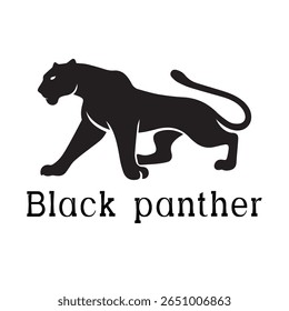 Logotipo de Pantera Negra - Design de Silhueta de Vetor Mínimo de Pantera Selvagem em Movimento, Ideal para Equipes Esportivas, Marcas Streetwear, Conceitos de Vida Selvagem, Logotipos de Segurança e Marcas de Animais Negrito