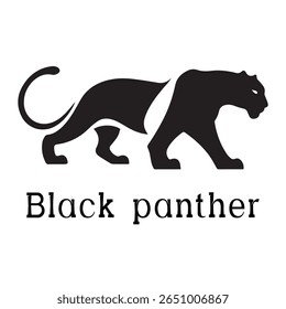 Black Panther Logo – Minimal Vector Silhouette Design of Wild Panther in Motion, Ideal for Sports Teams, Streetwear Brands, Wildlife Concepts, Security Logos, and Bold Animal Branding