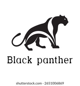 Black Panther Logo – Minimal Vector Silhouette Design of Wild Panther in Motion, Ideal for Sports Teams, Streetwear Brands, Wildlife Concepts, Security Logos, and Bold Animal Branding