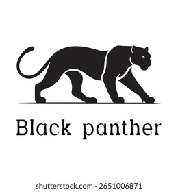 Logotipo de Pantera Negra - Design de Silhueta de Vetor Mínimo de Pantera Selvagem em Movimento, Ideal para Equipes Esportivas, Marcas Streetwear, Conceitos de Vida Selvagem, Logotipos de Segurança e Marcas de Animais Negrito
