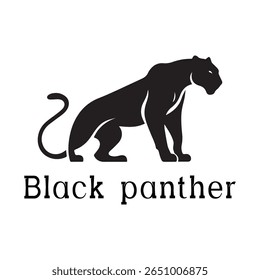 Black Panther Logo – Minimal Vector Silhouette Design of Wild Panther in Motion, Ideal for Sports Teams, Streetwear Brands, Wildlife Concepts, Security Logos, and Bold Animal Branding