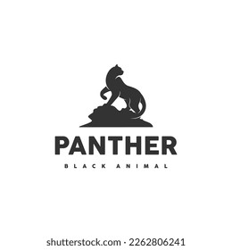 black panther logo standing on rock