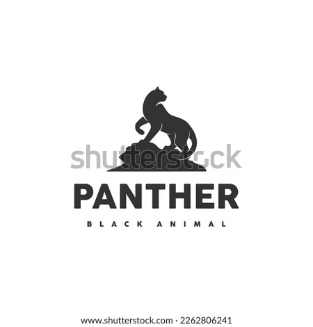 black panther logo standing on rock