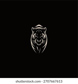 Plantilla de Ilustración vectorial con logo de pantera negra. Diseño simple dibujo a mano
