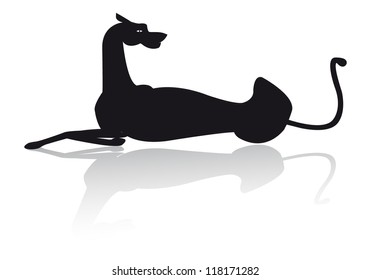 Black panther lying, isolated on white, vector illustration
