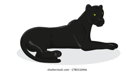 black Panther lying on its side - vector illustration in cartoon style