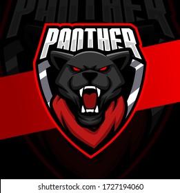 black panther mascot esport logo design