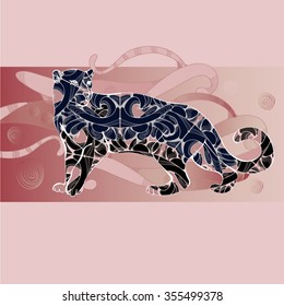 Black panther on pink