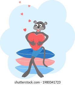 black panther with pillows vector illustration for baby nursery