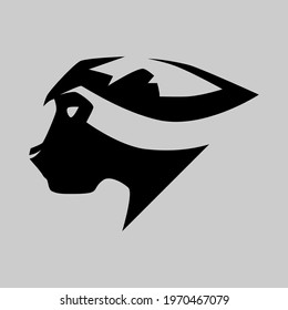 Black panther portrait side view symbol on gray backdrop. Design element