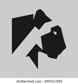 Black panther portrait side view symbol on gray backdrop. Design element
