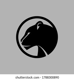 Black panther portrait symbol on gray backdrop. Design element