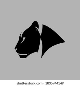 Black panther portrait symbol on gray backdrop. Design element