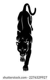 Black Panther Predator Cat, Front Crawl Silhouette