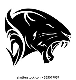 Black Panther Profile Head Roaring Big Stock Vector (Royalty Free ...