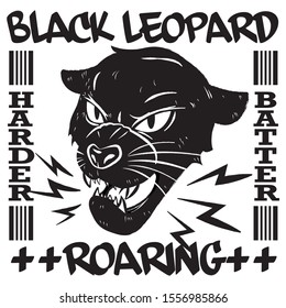 Black panther roaring illustration vector