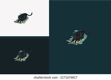 Black Panther Running Vector Flat Design